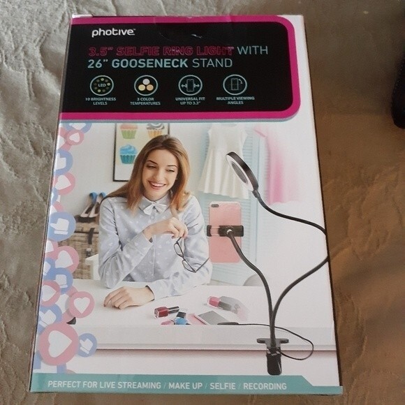 ring light podcast selfie stick photive ring lighting makeup fixture cell phone - Picture 2 of 8
